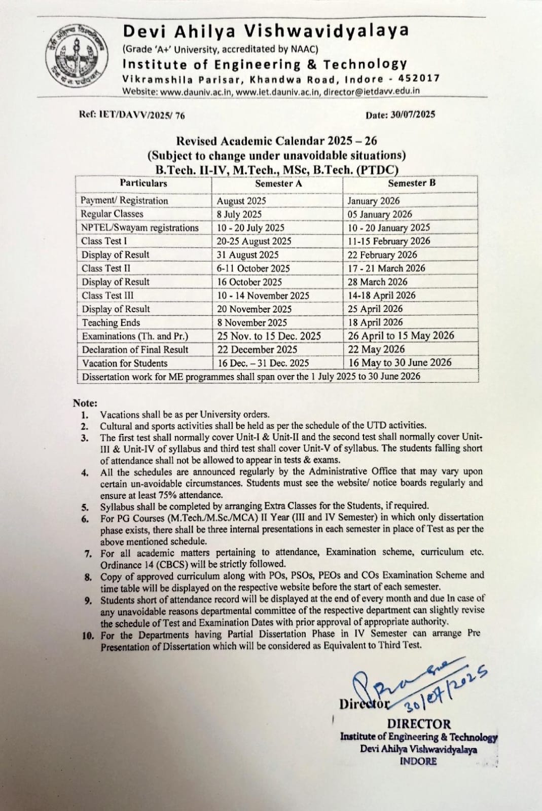 Academic Calendar 2025 26